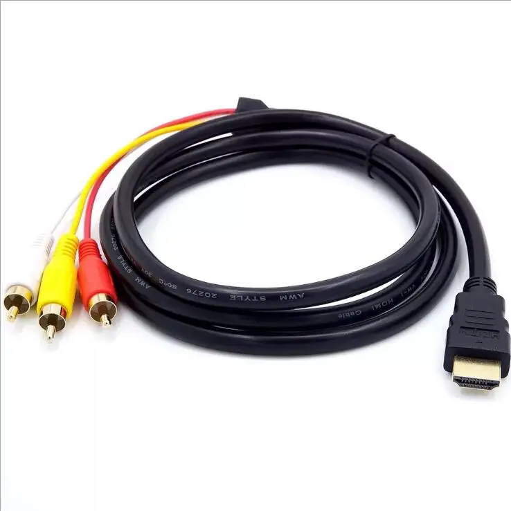 

5 Feet 1080P HDTV HDMI Male to 3 RCA Audio Video AV Cable Cord Adapter Converter Connector Component Cable Lead For HDTV NEW