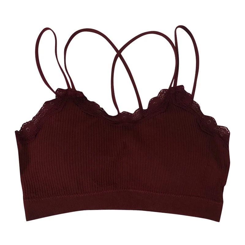 

Korean version of the new solid color movement steel-free ring gathered bra underwear female feeling lace stitching students