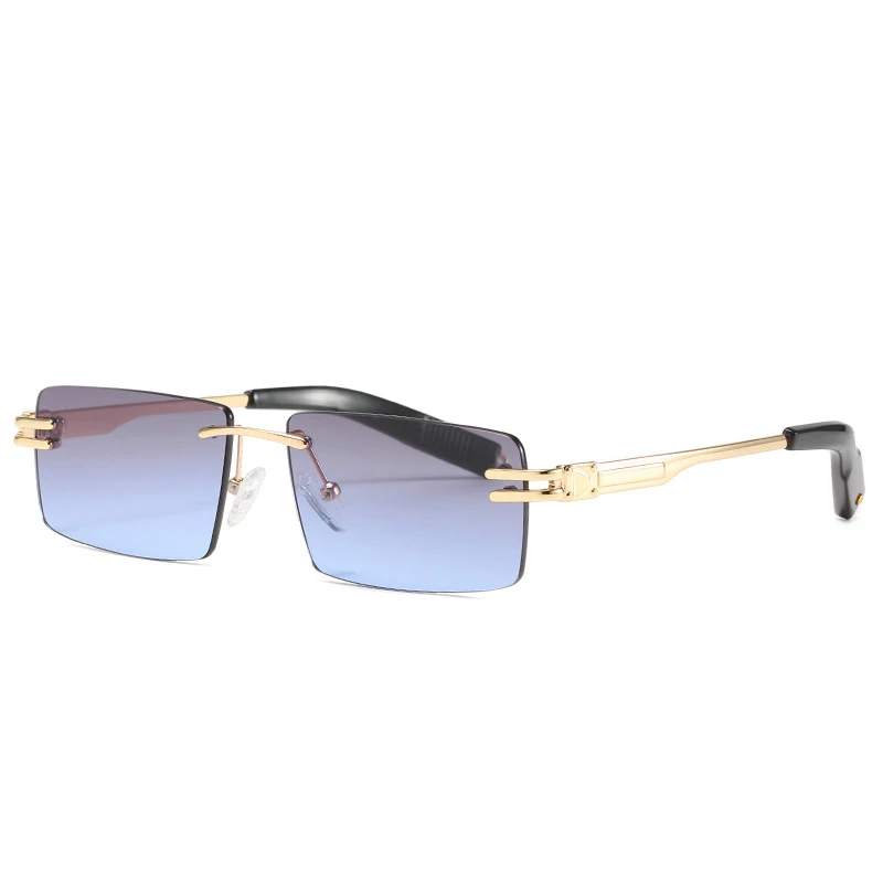 

Fashion Rectangle Sunglasses Small Rimless Metal Frame Gradient Eyewear Classic Trending Men Sun Glasses Female Oculos De Sol