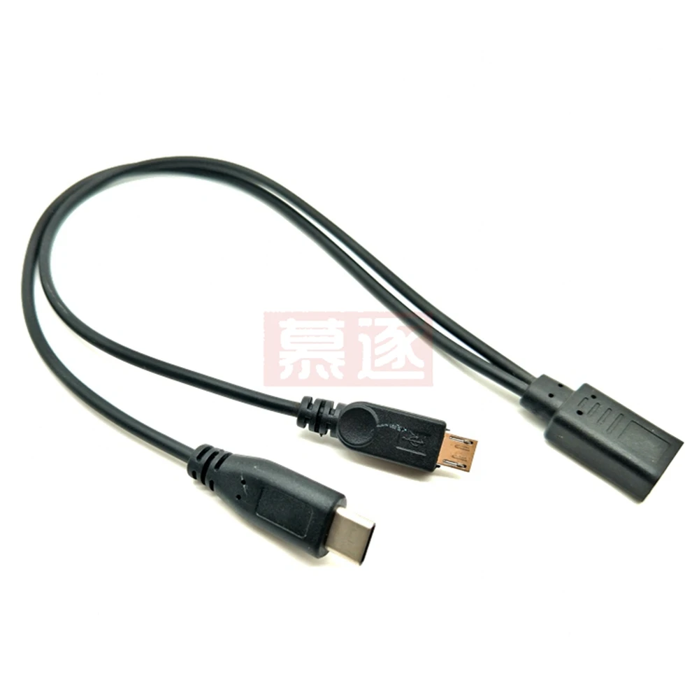2 в 1 Женский кабель Micro USB типа C 3 Type-c и