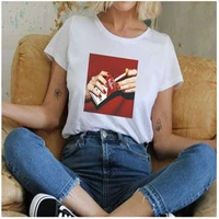 linna summer fashion ladies cigarette print short sleeved shirt t shirt casual wild t shirt girlfriends outfit street women