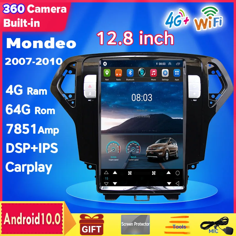 Android 10 12 8 дюйма вертикальный экран автомобильное радио в стиле Тесла GPS Carplay