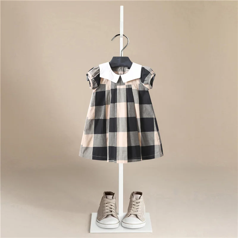 

Summer Girl Dress New Fashion Baby Kids Summer Clothes Plaid Stripes Cotton Dress for Baby Girl Princess Dress Kids Clothes