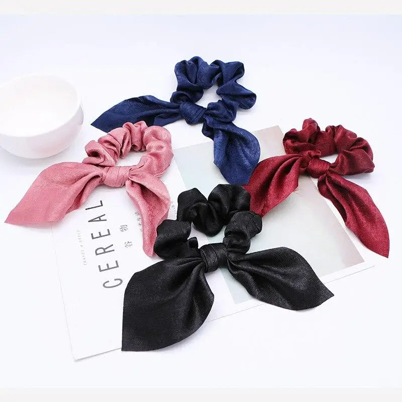 

New Bow Streamers Hair Ring Fashion Ribbon Girl Hair Bands Scrunchies Ponytail Hair Bows Girl Holder Rope Hair Accessories