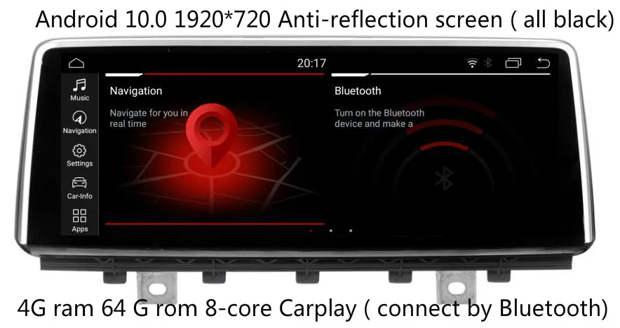 

1920*720 4G 64 гром 10,25 "Android 10 автомобильный монитор для BMW X5 F15 2014-2017Stereo Радио Видео Аудио GPSNavi медиа головное устройство стерео