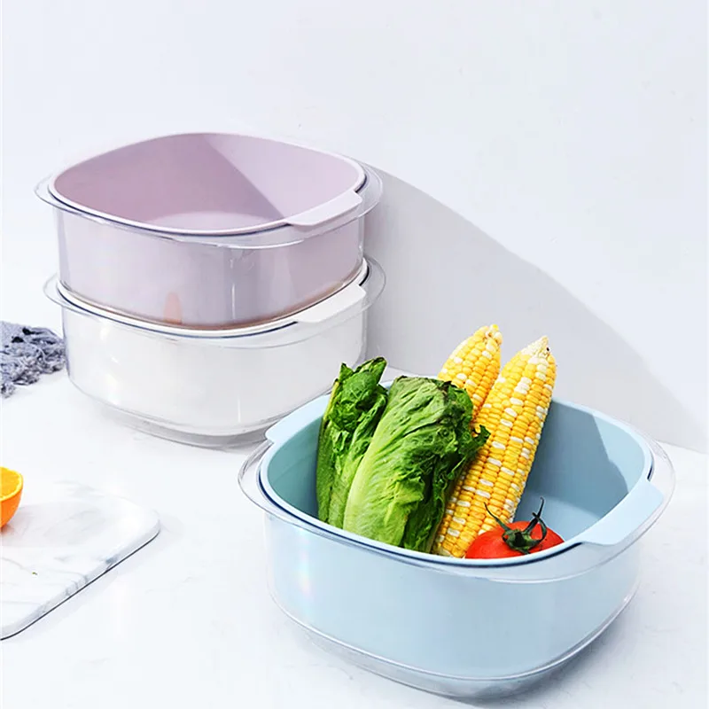 

New home double-layer thickened fruit and vegetable drain basket kitchen sink drain basin living room net red fruit basket