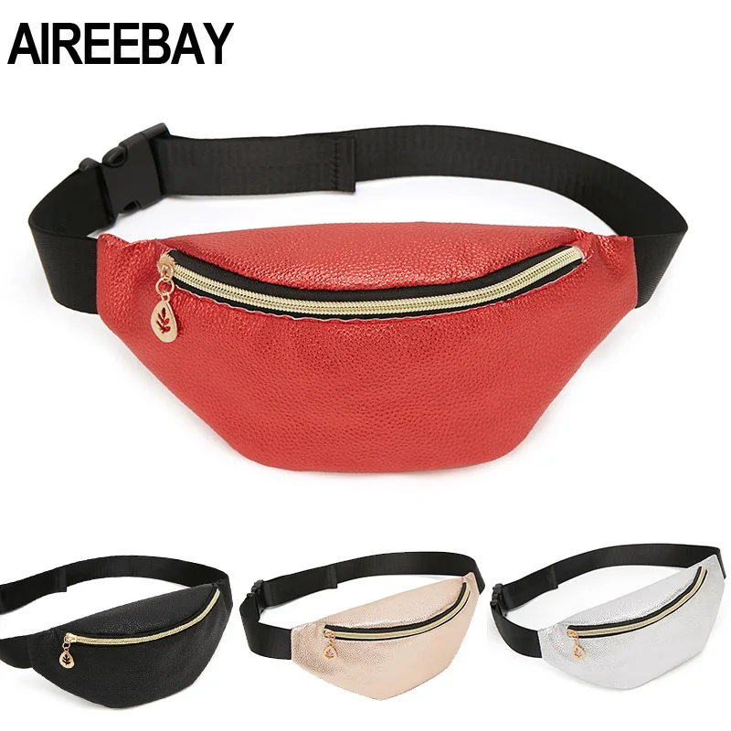 

AIREEBAY Casual Women Waist Bag Brand Designer Fanny Packs Retro Style Girls Belt Bag 2019 New Small Leather Chest Travel Pouchs