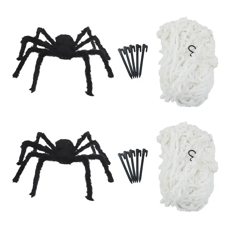 

4 шт., плюшевые игрушки-пауки на Хэллоуин