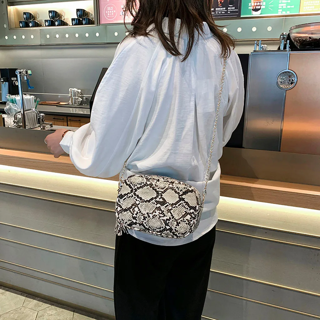 Модная дамская змеиная сумка с принтом универсальная женская на плечо