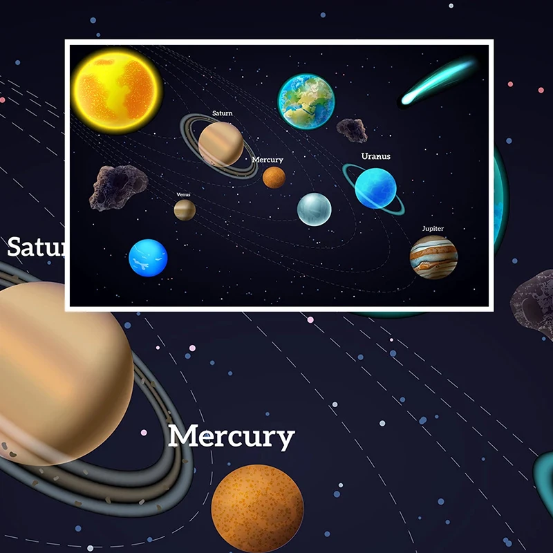 Настенная 3D-картина на заказ мультяшный космос Вселенная плакат планета картина