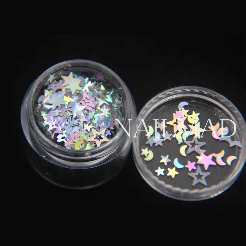 4 5 г/коркор. Блестки для дизайна ногтей смешанные Звезды Луна Акриловые Блестящие