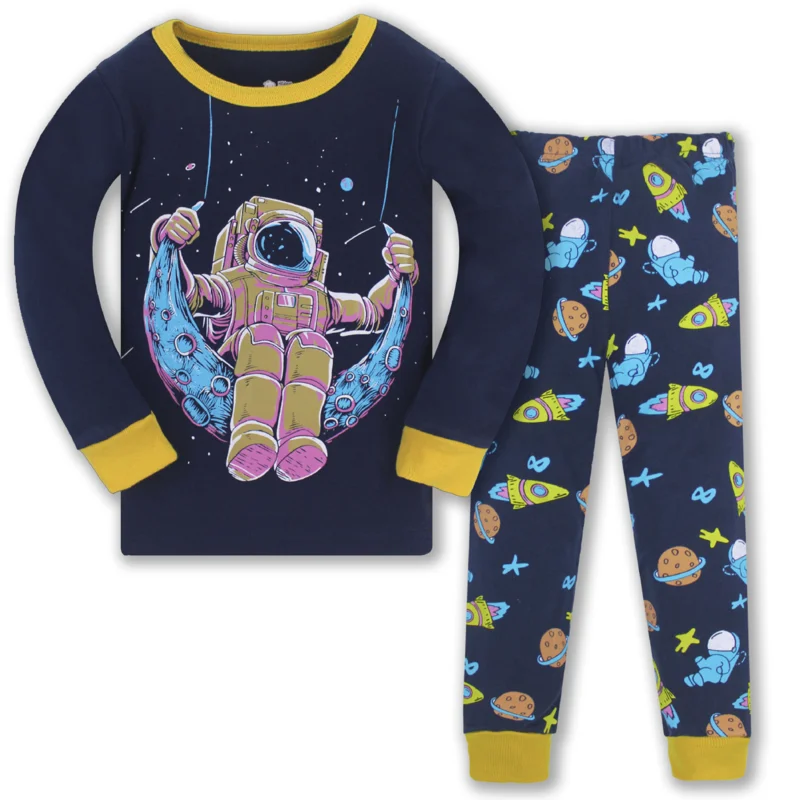 Новинка 2020 года хлопковые детские пижамные комплекты теплая одежда для