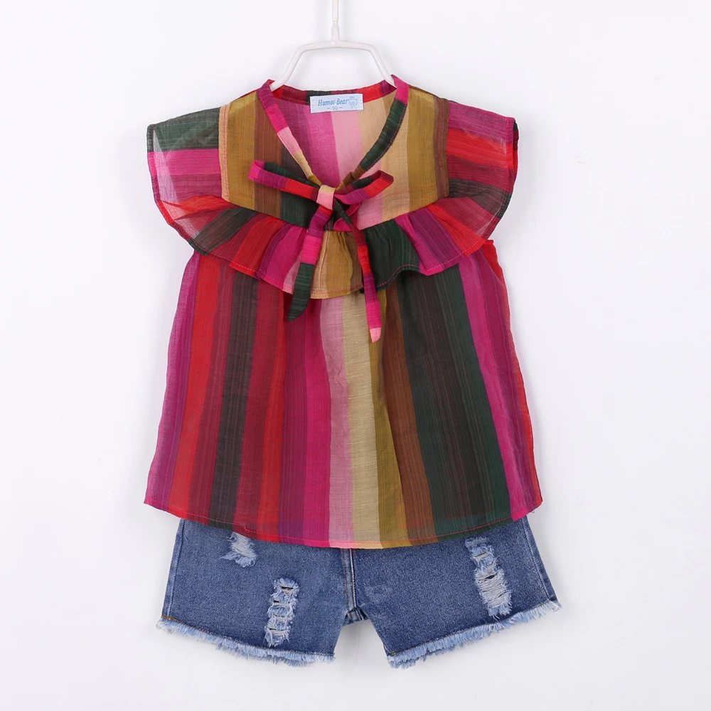 Комплекты одежды для девочек Новая одежда с цветочным рисунком короткими