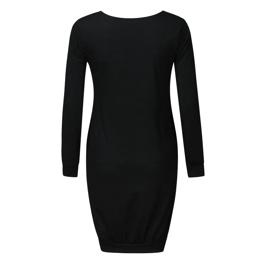 

women dresses Autumn Pregnant Maternity Long Sleeve Solid Dress With Pocket Maternity Nursing Nightdress Breastfeeding Dress