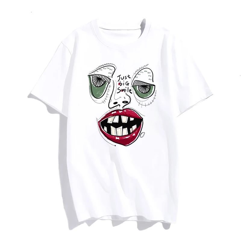 

Just Big Smile Letter 2022 T-shirt T Shirt Women Tshirt Loose White Short Sleeve Girls New Arrival Woman Fashion Exquisite Tee