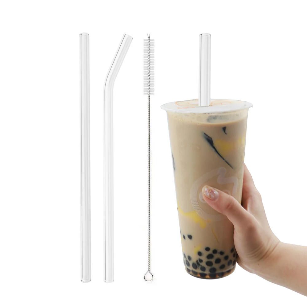 

3Pcs Reusable Drinking Straw Eco Friendly High Borosilicate Glass Straw Set for Smoothies Cocktails Bar Accessories with Brush
