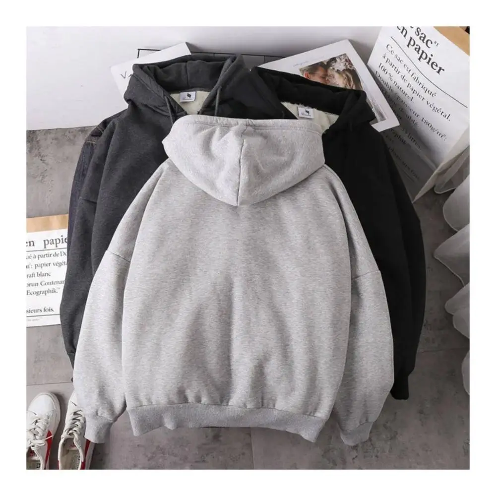 

Autumn Winter Plush Cardigan coat Women's Loose Hooded Cardigan Zipper top coat oversized hoodie zip up hoodies women