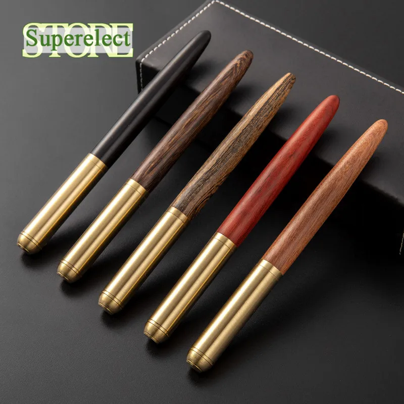 Перьевая ручка золотисто-красные сандалии вращающаяся деревянная эбеновая с