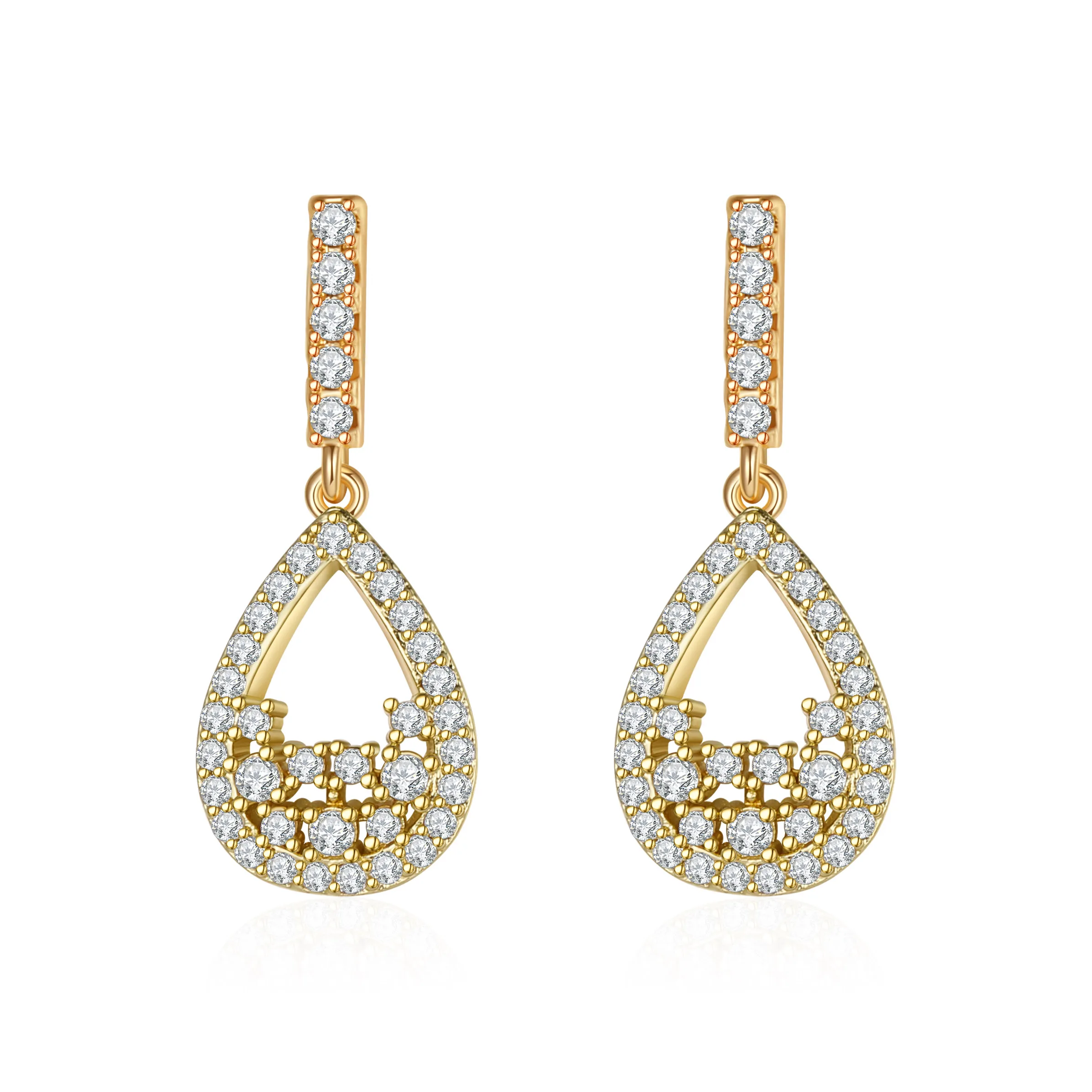 

Elegant Drop-Shaped Hollow Earrings Female Inlaid Stone Gift Fashion Elegant And Generous Refinement