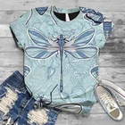 2021, модные женские футболки разных стилей для пляжа, летние топы с коротким рукавом, футболка с 3D рисунком животных и стрекоз для женщин и подростков