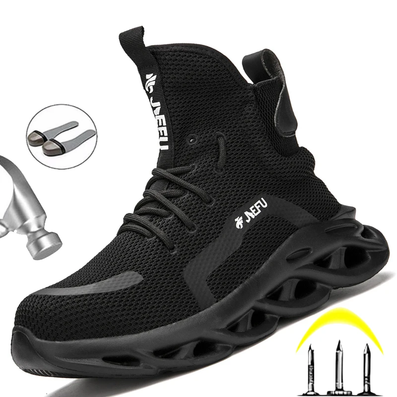 

2021 Fashion Safety Boots Men Work Shoes Anti-stabbing Footwear Safety Shoes Protective Sneakers Work Boots With Steel Toe Shoes