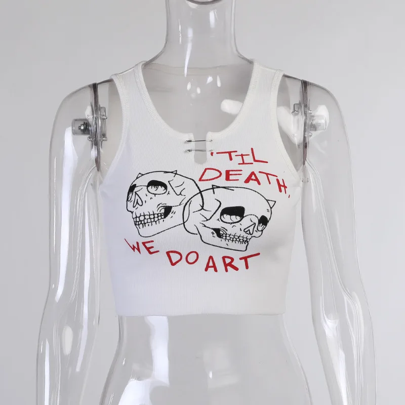 

Skull print blouse women 2021 European and American sexy vest tops for women tank top women