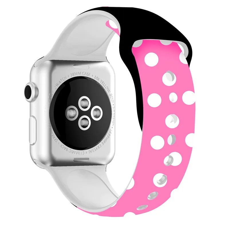 Ремешок с принтом для Apple watch band 44 мм 40 iWatch 42 38 силиконовый спортивный браслет