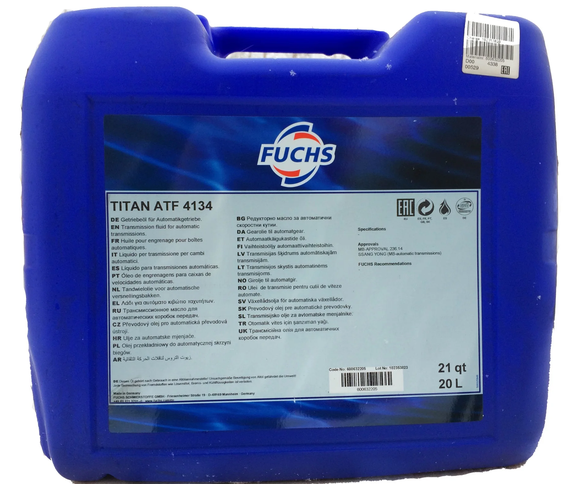 Oil Fuchs Titan ATF 4134 MB 236.14 20L | Engine