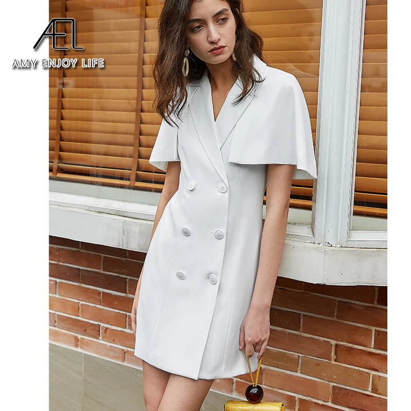 Платье-Блейзер AEL женское с рукавом-накидкой вечерние высокой талией элегантное