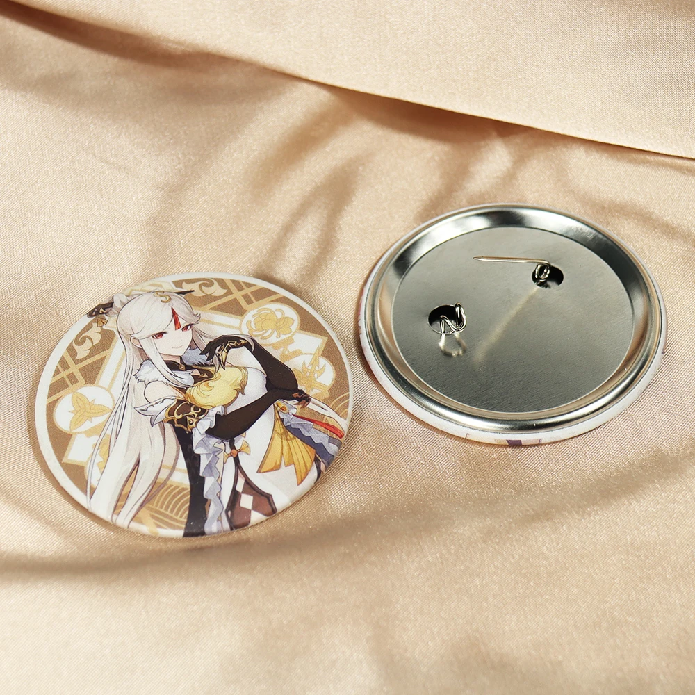 Anime Genshin Impact Hu Tao Ganyu Albedo Badge Cosplay Zhongli Tartaglia Keqing Brooch Pin Cartoon Model Fans Gift