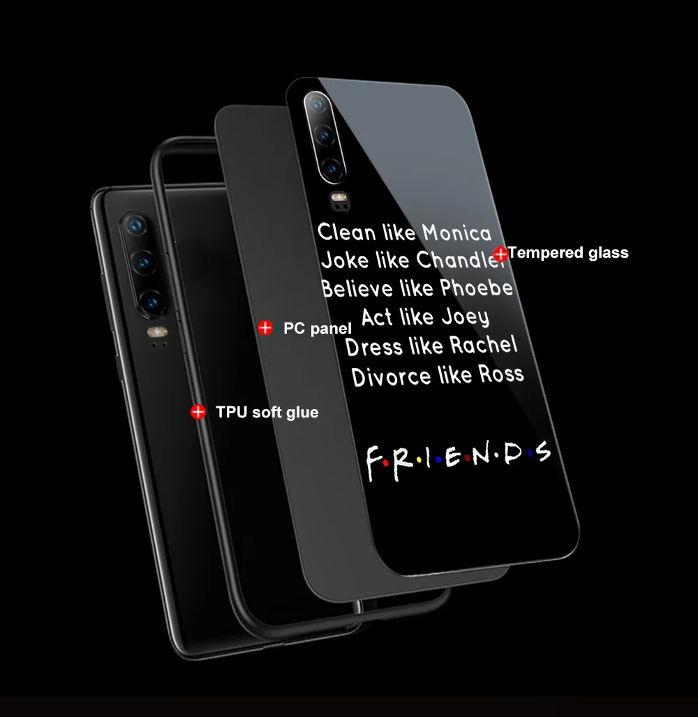 

ciciber cute Friends TV Cases for Huawei P30 P20 P40 P Smart Z 2019 Honor 20 10 9 9X Pro Mate 30 20 Lite Pro Nove 5T Glass Cover