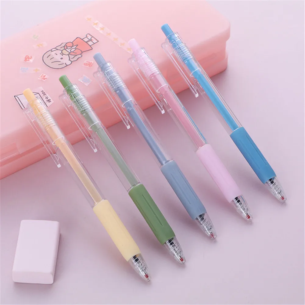 

3pcs 0.5mm Morandi Color Gel Pen Transparent Press Signing Pen Korean Creative Stationery Neutral Pen Office School Supplies