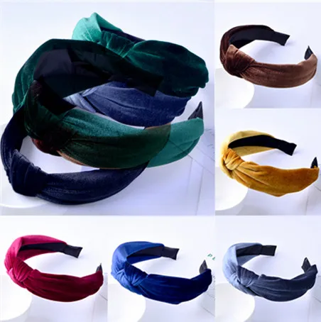 

1 Pc Knot Cross Tie Hairband Solid Fashion Hair Band Knitted Rib Girls Bow Hoop Hair Accessories Velvet Twist Headband