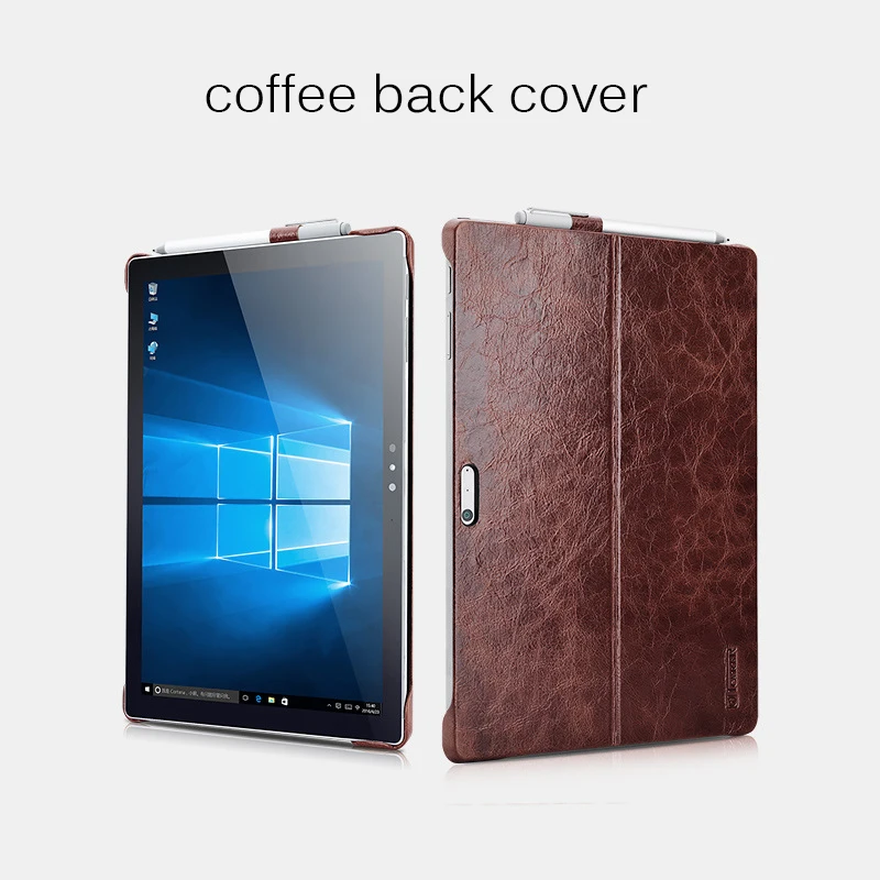 back cover Чехол для планшета Surface Pro 7, масляный воск, натуральная кожа, подставка, держатель клавиатуры, защитный чехол для microsoft Surface Pro 6 Pro 5 Pro 4 - Цвет: back cover