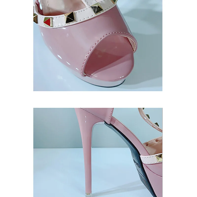 

Women Heels Shoes Sandals 2021 Summer Platform Shoes For Women Pumps Female High Heels Peep Toe Women Spring Shoes Rivet Heel