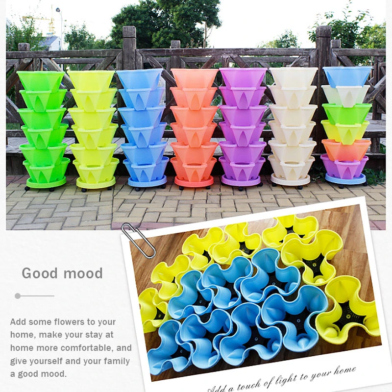6 шт. многослойный сливной стерео цветочный горшок семейный балкон Овощной дыни