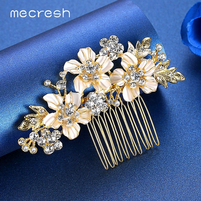 Украшения для волос Mecresh свадебные с цветами серебристые украшения FS243