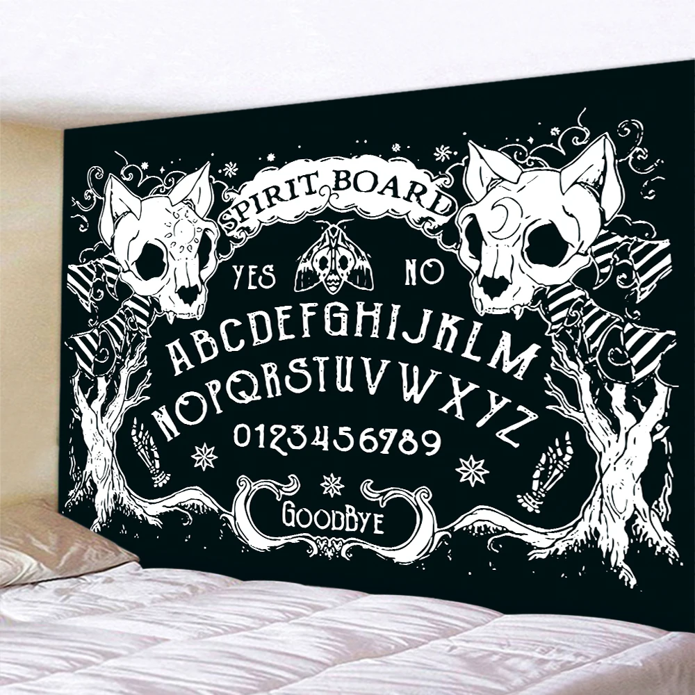 

Black and white skull bee cat tapestry home decoration art tapestry bohemian decoration hippie background wall sofa blanket