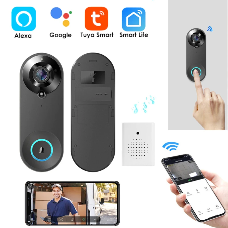 

HD 1080P Smart WiFi Video Doorbell Camera Visual Intercom Night Vision IP Door Bell Wireless Security Camera Tuya Sharing Functi