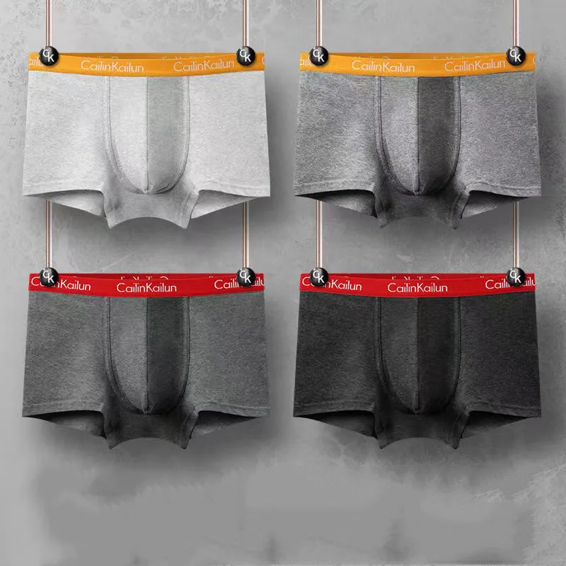

4Pcs/Lot Men's Underwear Breathable Cotton Boxer Shorts Large Size Loose Youth Comfortable Antibacterial Male Underwear Man