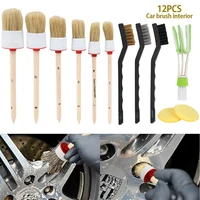 591112pcs car detailing brush kit natural boar hair auto tire wheel hub rim interior air vents grille cleaning tools