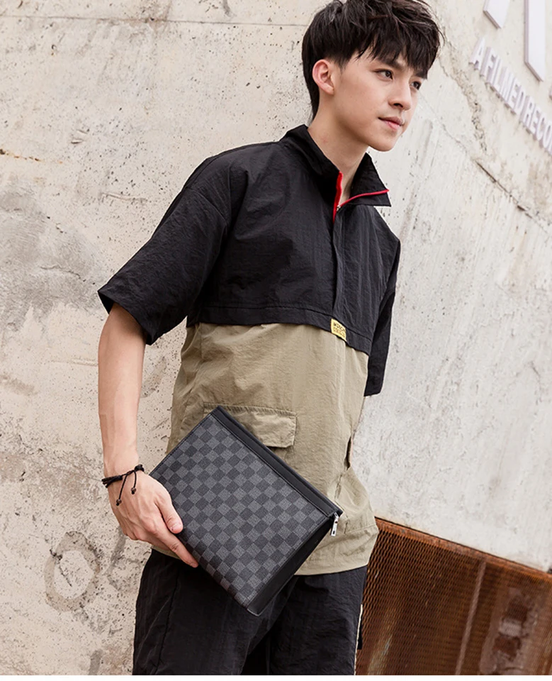 

Men's business men's luxury bags famous brand men's handbags classic lattice design wallet