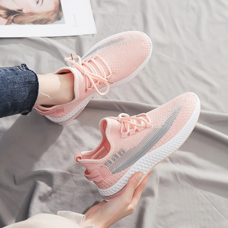 

Новинка 2021, женская спортивная обувь, сетчатые кроссовки, женская обувь на шнуровке, Женская удобная повседневная обувь на низком каблуке с ...