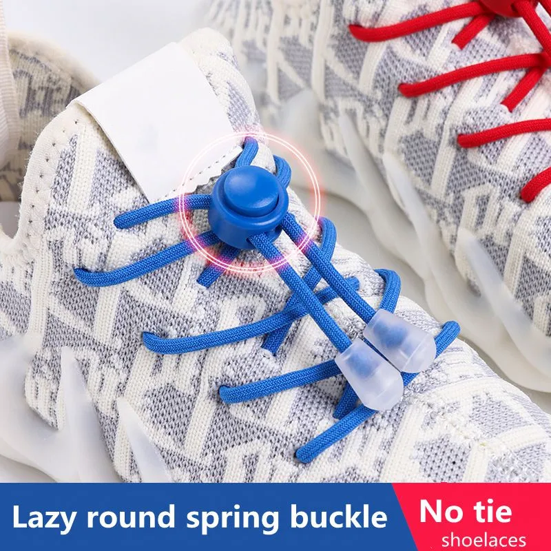 

1 Pair Children's Shoe Laces Elastic Fixed Snap Lock Round Shoelaces For Sneakers Fast On And Off Artifact Lazy Shoelace