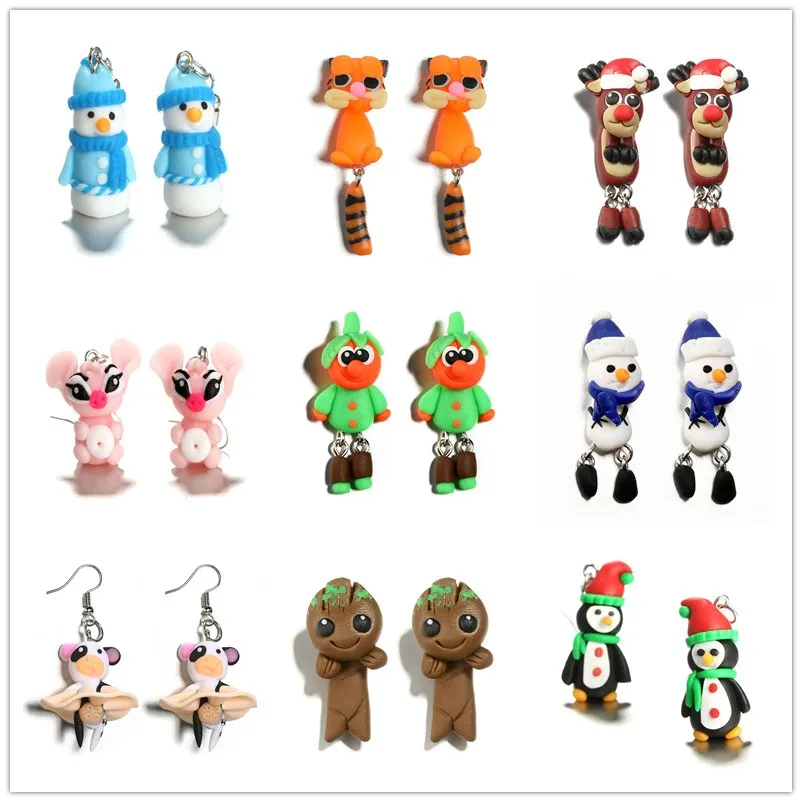 Новинка 2019 милые мягкие керамические серьги ручной работы с героями