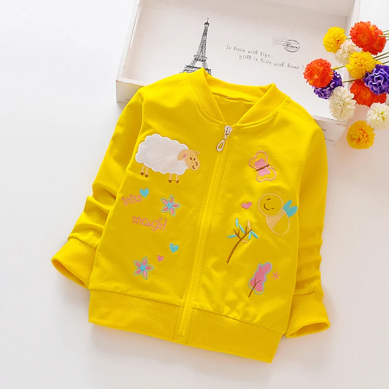 TYSpring Autumn Girls Sweatshirt Coat Baby Kids Cartoon Print Baseball Uniform Zipper Shirt Jacket Outwear Kid Coats Cloth | Детская