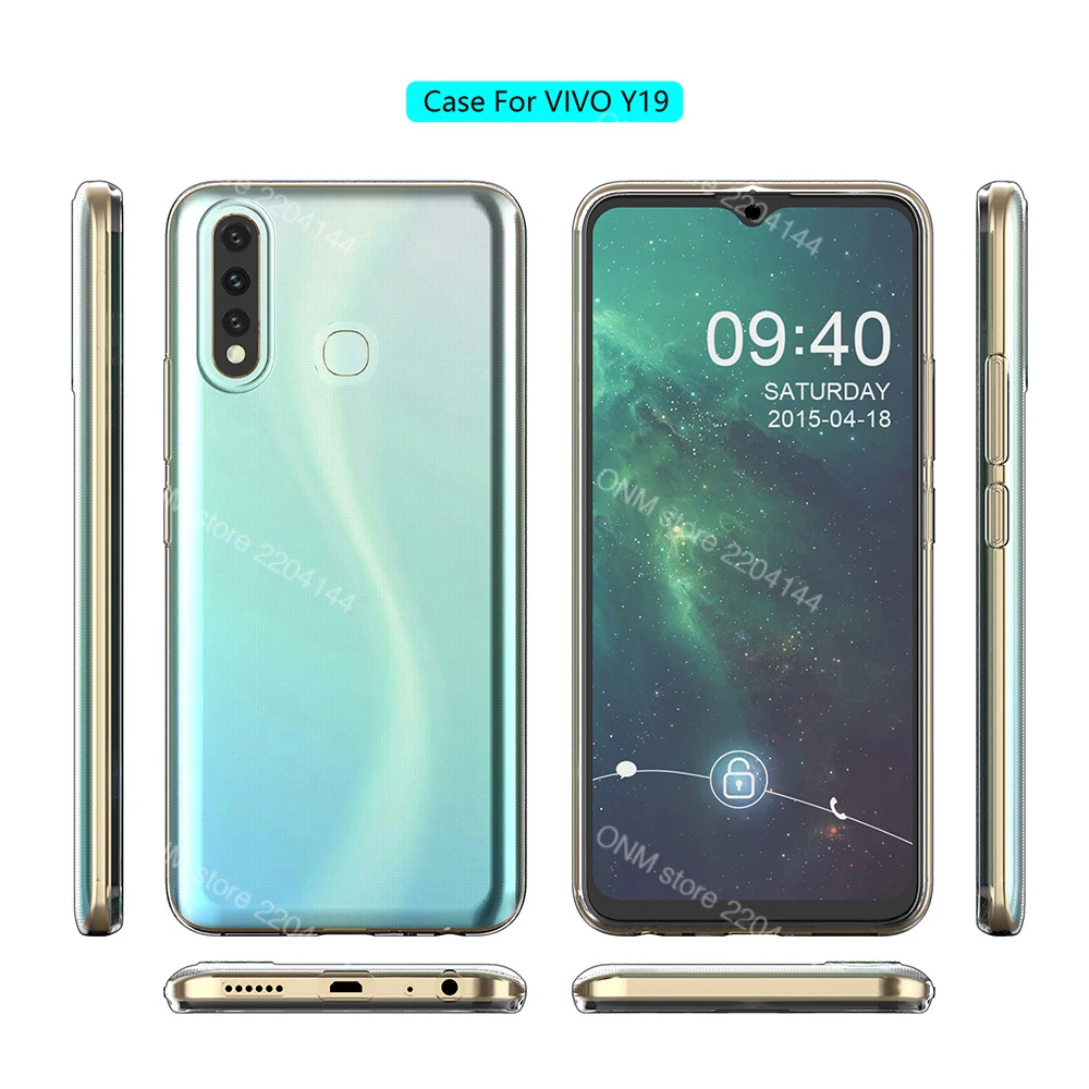 

Case For vivo Y19 TPU Silicon Clear Fitted Bumper Soft Case for vivo Y19 6.53" Transparent Back Cover vivo Y19