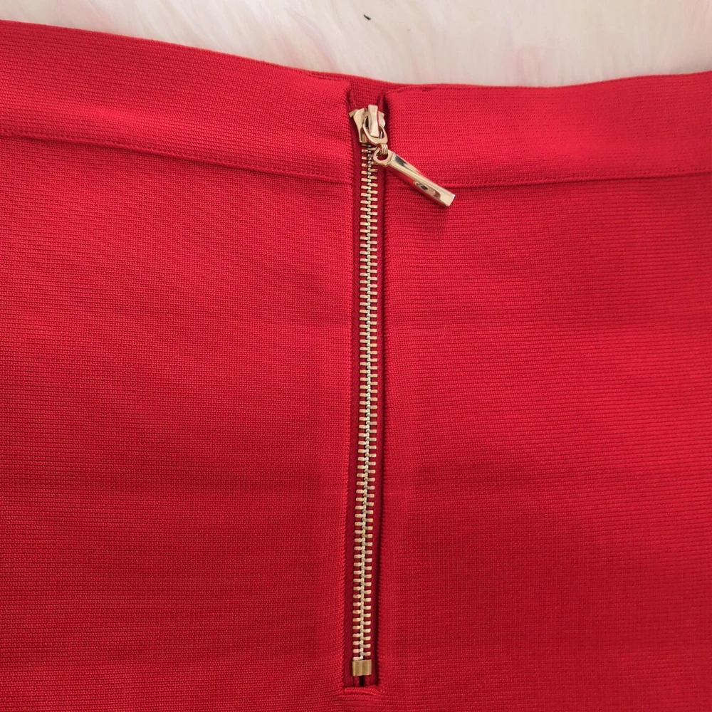 Женские юбки до колена красные однотонные бандажные Клубные вечерние на молнии