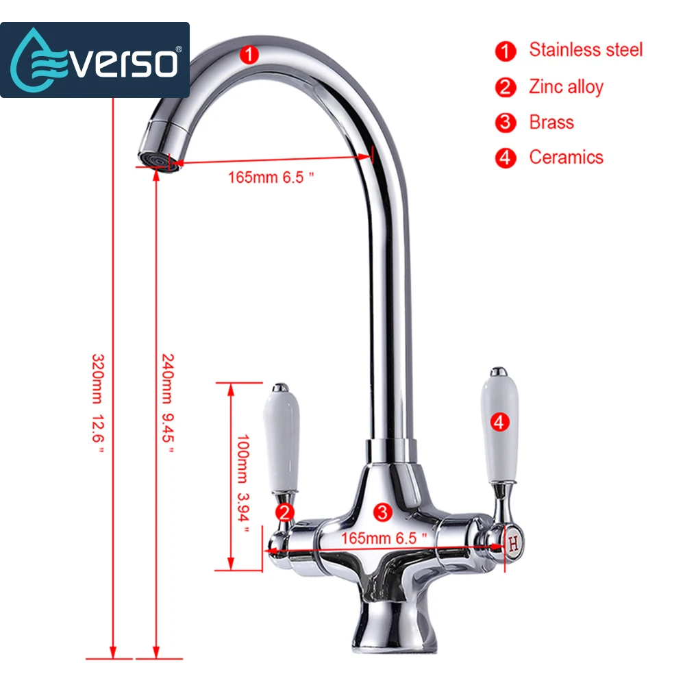 EVERSO кухонные краны смеситель для раковины кухонной холодной и горячей воды