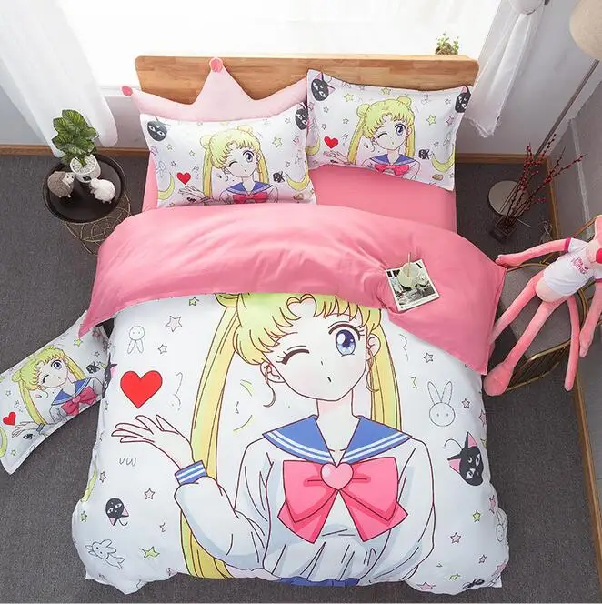 18 Kawaii аниме Чи-Би Маруко Rilakkuma Сейлор Мун постельное белье Твин Полный Королева Король один двойной размер дети девочка пододеяльник набор - Цвет: 18